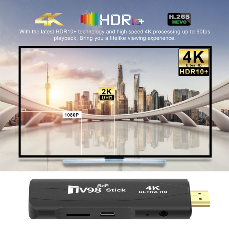 TV98 Rockchip 3228A Quad Core 4K HD Bluetooth Android TV Stick