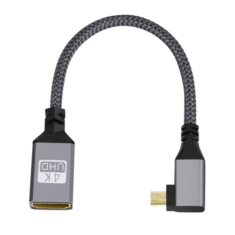 Micro HDMI Male Elbow to HDMI Female 4K UHD 18Gbps Connection Cable