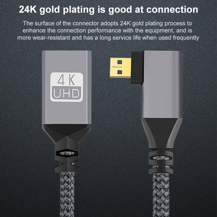Micro HDMI Male Elbow to HDMI Female 4K UHD 18Gbps Connection Cable
