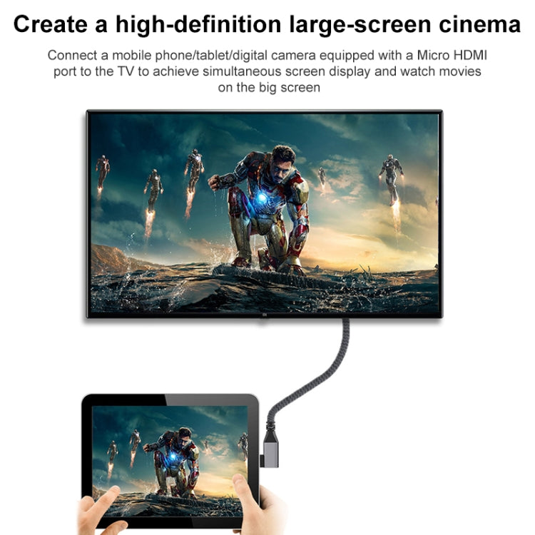 Micro HDMI Male Elbow to HDMI Female 4K UHD 18Gbps Connection Cable
