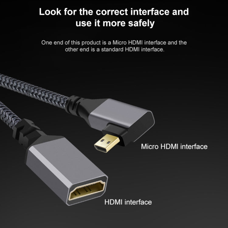 Micro HDMI Male Elbow to HDMI Female 4K UHD 18Gbps Connection Cable