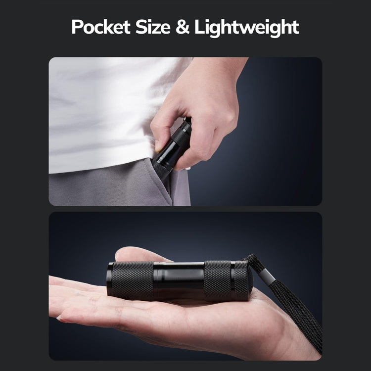 Mini 9 LEDs 395nm Ultraviolet Ray Detection Flashlight