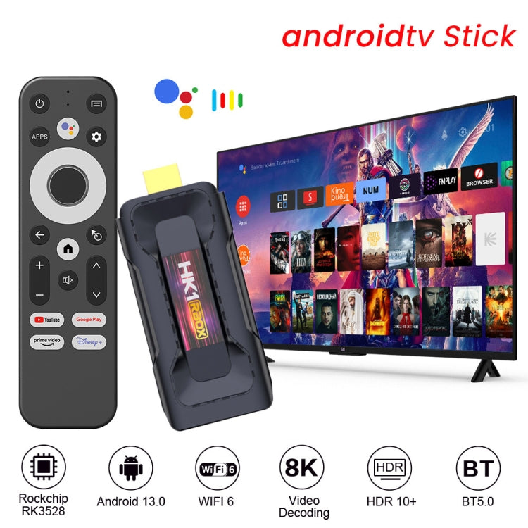 HK1 RBOX D8 RK3528 Android 13.0 Quad Core 8K HD Wifi6 Bluetooth TV Stick
