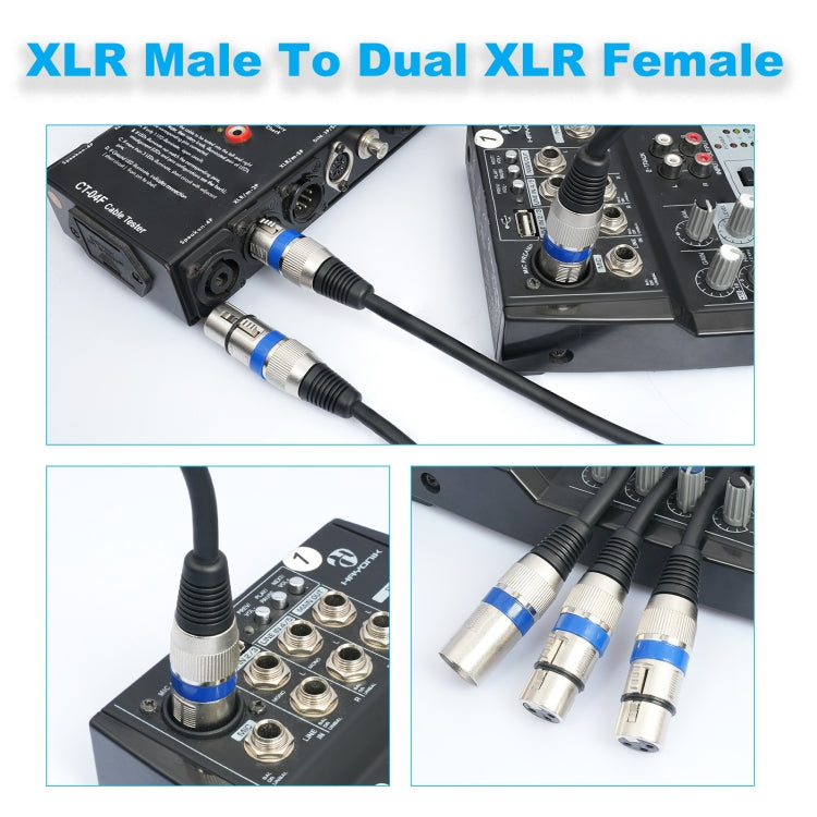 2055YMFF-05 XLR 3pin Male to Dual Female Audio Cable, Length: 50cm