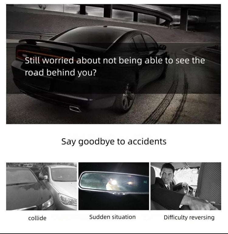 3R 3R-332 Car Panoramic Flat Rear View Mirror Interior Rear View Mirror