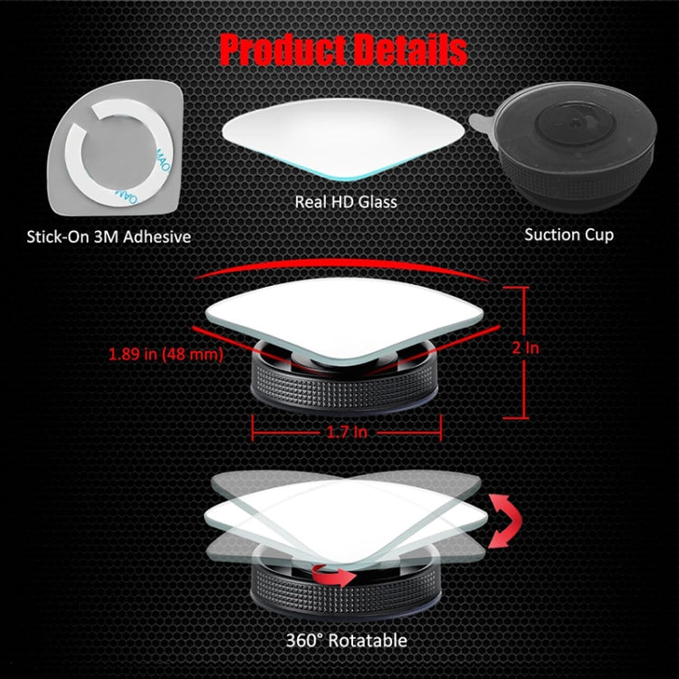 3R 3R-357 Car Suction Cup Auxiliary Side View Mirror Round Blind Spot Mirror