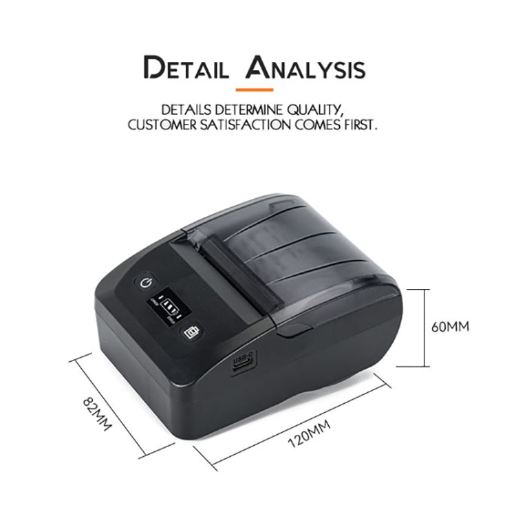 BT-581 58mm USB-C/Type-C + Bluetooth Portable Thermal Printer