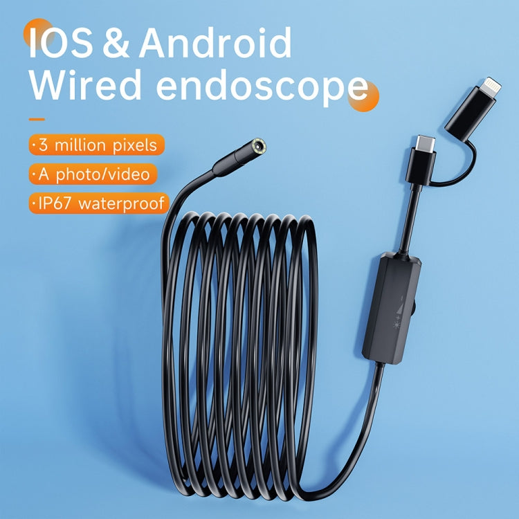 AN112 2 in 1 USB-C / Type-C + 8 Pin Interface 5.5mm HD Industry Endoscope