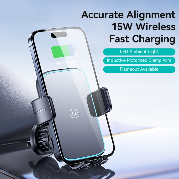 USAMS CD230 15W Accurate Aligment Wireless Charging Car Phone Holder with Suction Cup