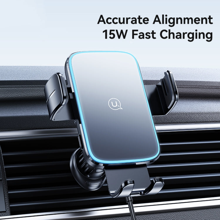 USAMS CD230 15W Accurate Aligment Wireless Charging Car Phone Holder with Suction Cup