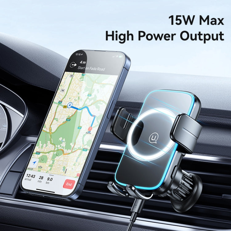 USAMS CD230 15W Accurate Aligment Wireless Charging Car Phone Holder with Suction Cup