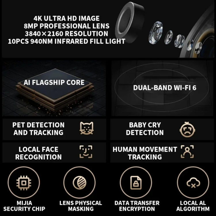 Original Xiaomi Smart Camera C700 4K 360 Viewing Angle Full-Color Night Vision AI Camera