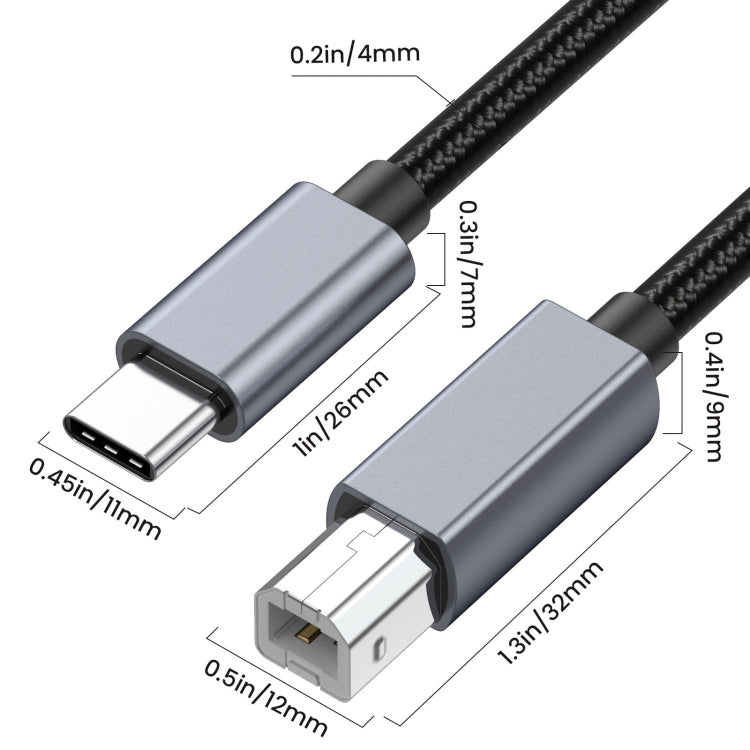 USB-C / Type-C to USB-B BM Printer MIDI Keyboard Adapter Cable
