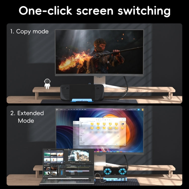 YCE-V279A 9 in 1 USB-C Gaming Dock Station with Detachable Fan