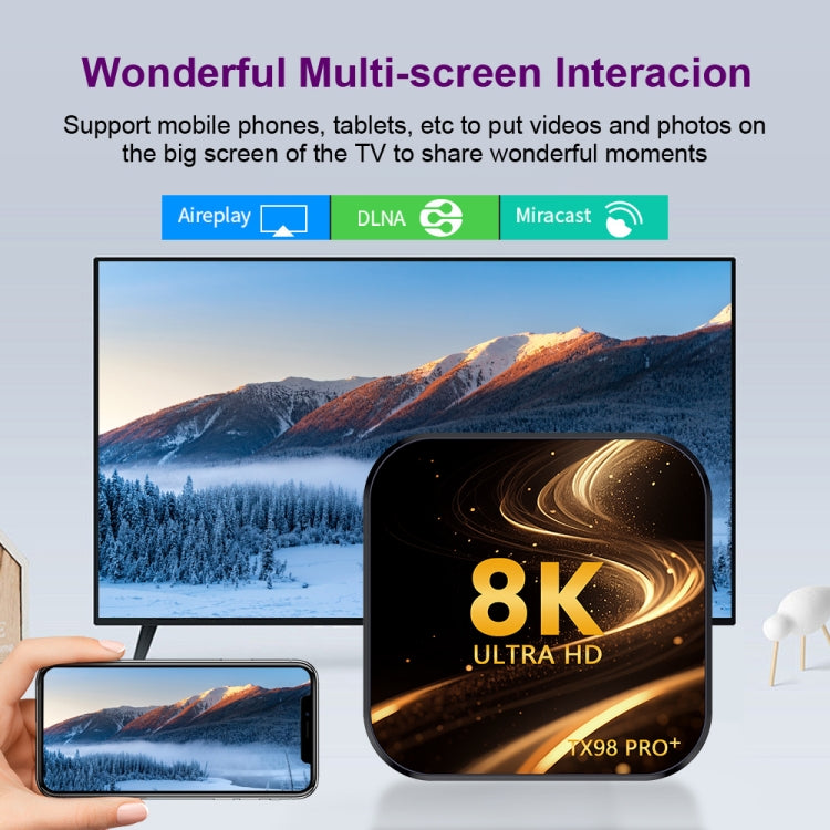 TX98 Pro+ 8K UHD Android 13 Smart TV Box with Remote Control, RK3528 Quad-Core