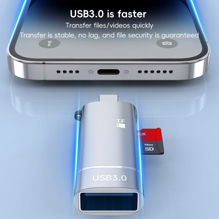 2 in 1 Type-C to USB and TF Card Reader Adapter