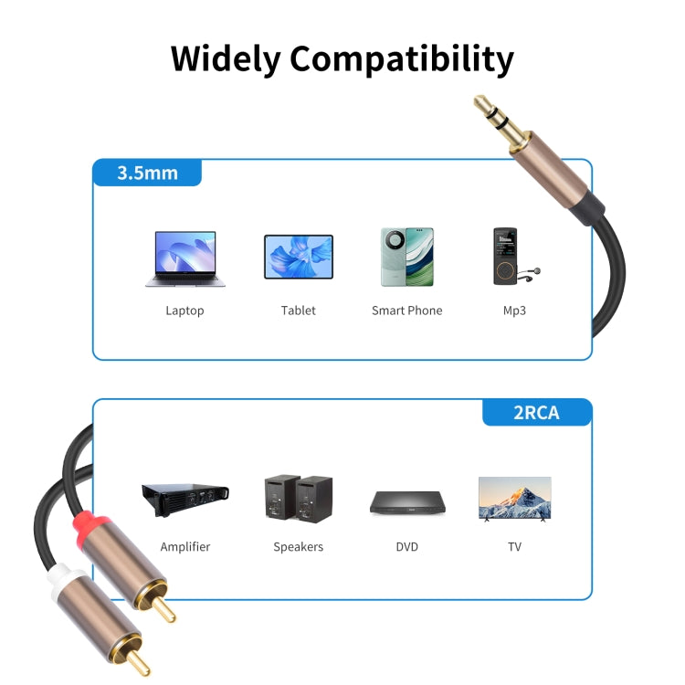 3.5mm Male to 2 RCA Male Audio Cable Amplifier Connector