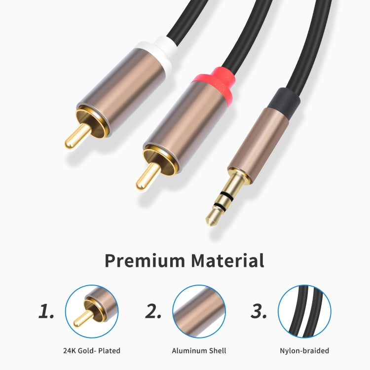 3.5mm Male to 2 RCA Male Audio Cable Amplifier Connector