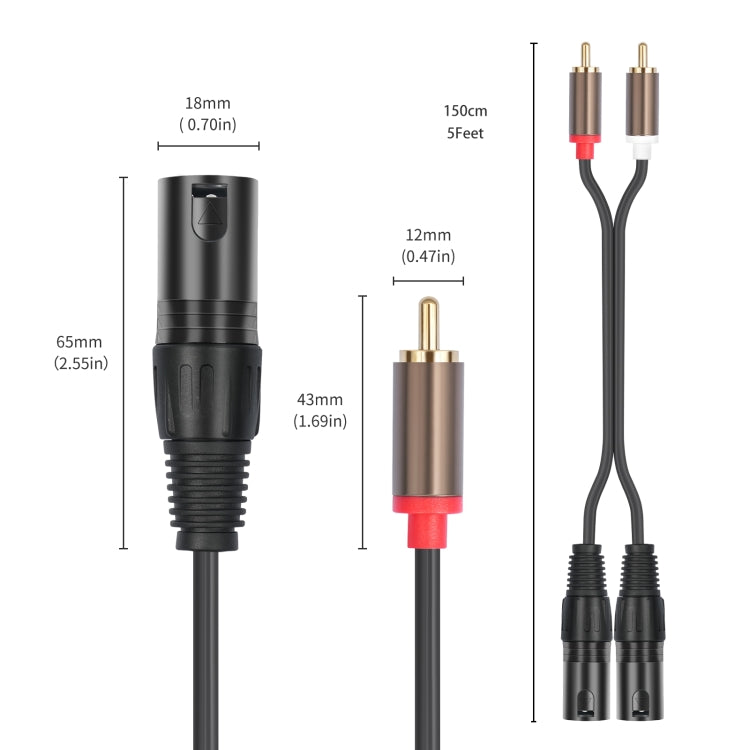 2 RCA Male to 2 XLR Male Audio Balance Cable