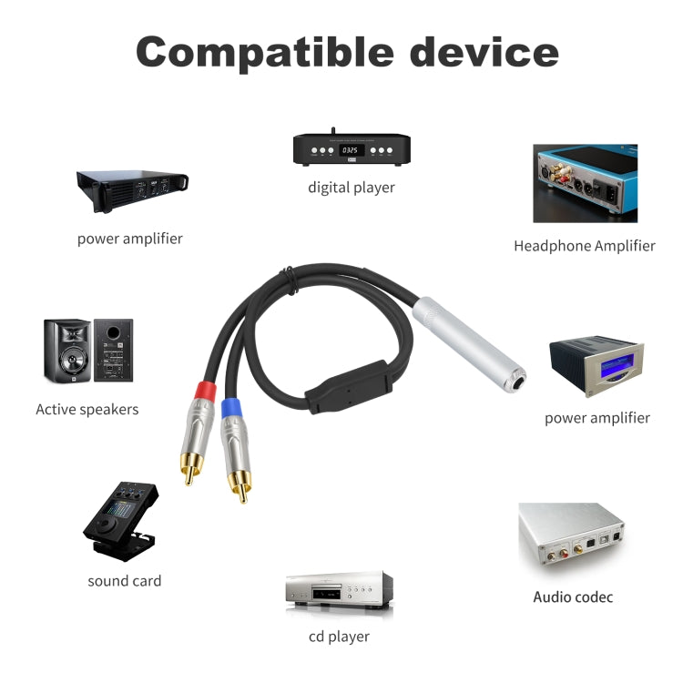 6.35mm 1/4 TRS Stereo Female to Dual RCA Male Y-type Audio Cable