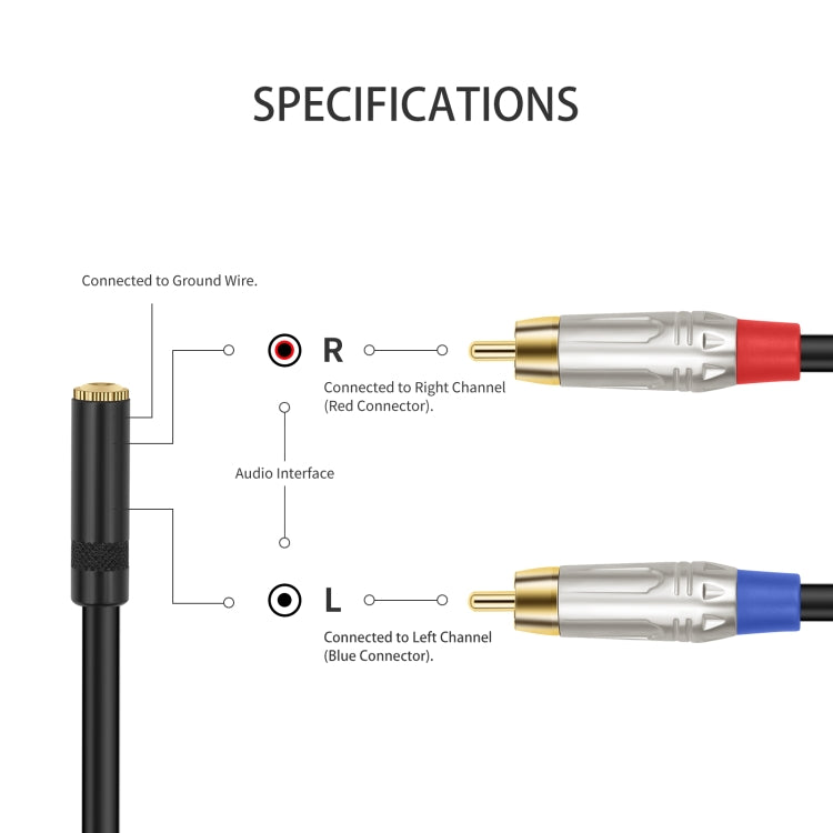 3.5mm 1/8 TRS Stereo Female to Dual RCA Male Y-type Audio Cable
