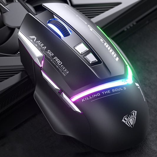 AULA S12 Pro 12800DPI Wired RGB Gaming Mouse