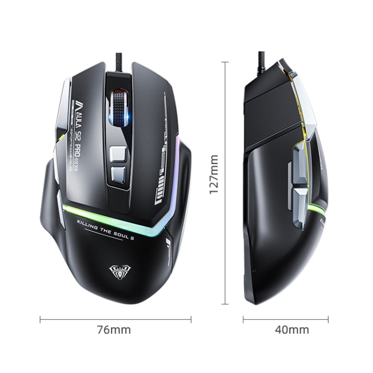 AULA S12 Pro 12800DPI Wired RGB Gaming Mouse