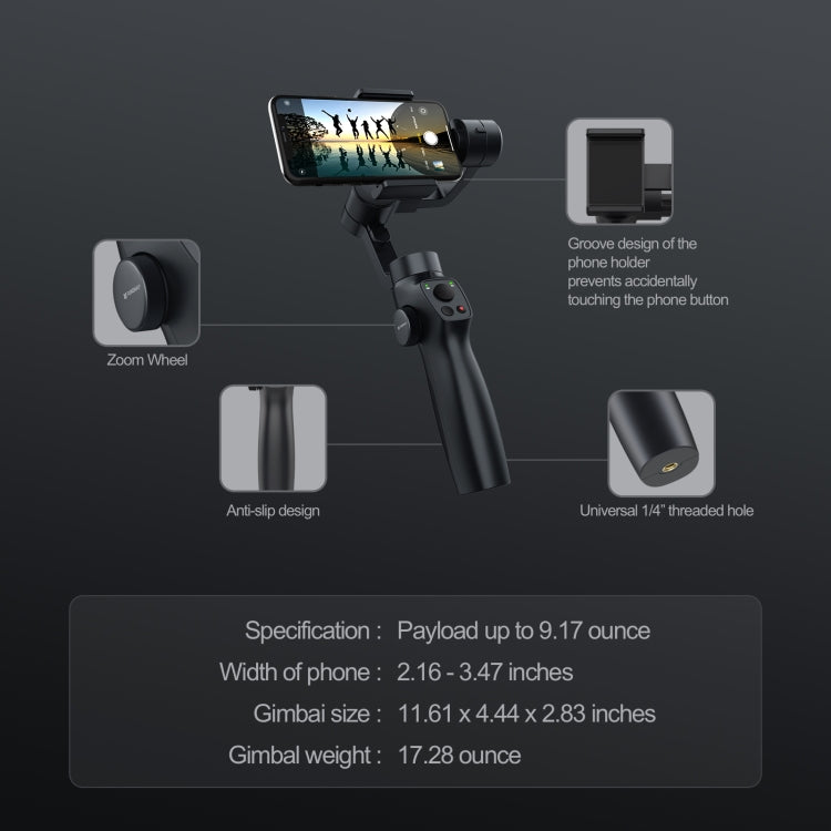 FUNSNAP Capture 2s Smart 3-Axis Handheld Gimbal Phone Live Stabilizer