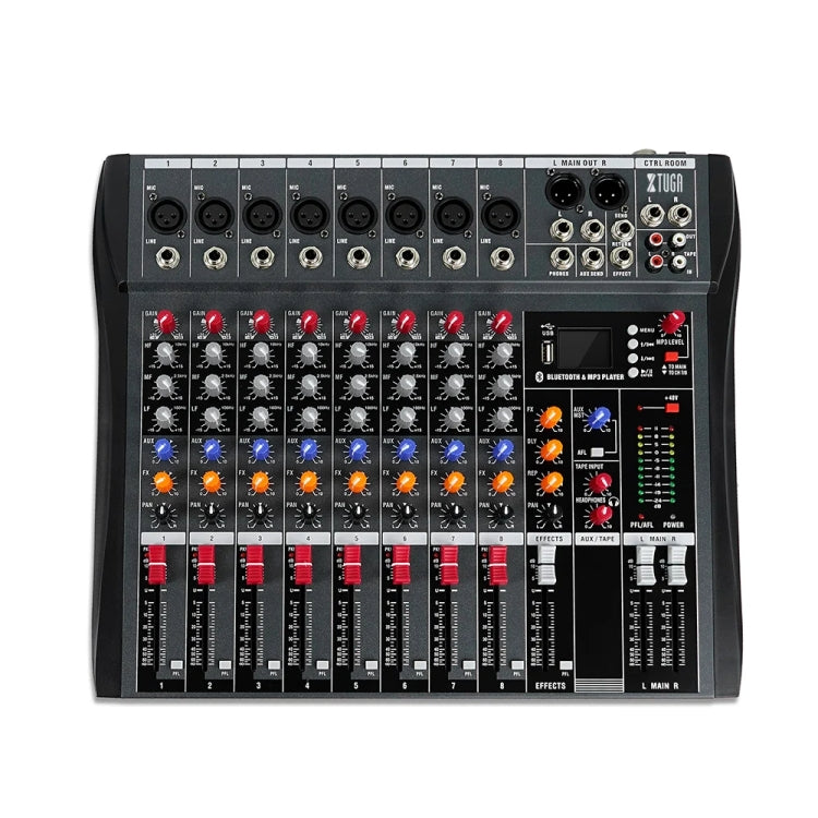 XTUGA CT80X 8-Channels Audio Mixer DJ Mixing Console with 48V Power Supply