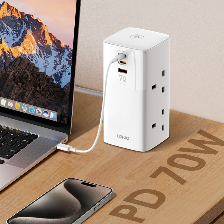 LDNIO SC4396 70W Desktop Multi-function GaN Desktop Charger 2AC, 1U, 2C with 1 Socket