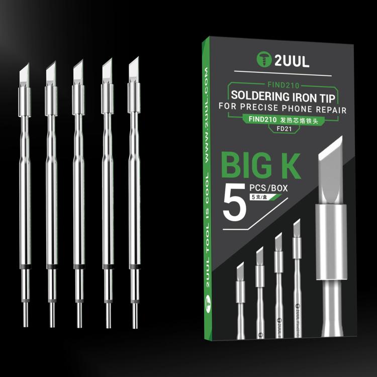 2uul 5 in 1 FD21 Big-K Soldering Iron Tips for Most C210 Soldering Station