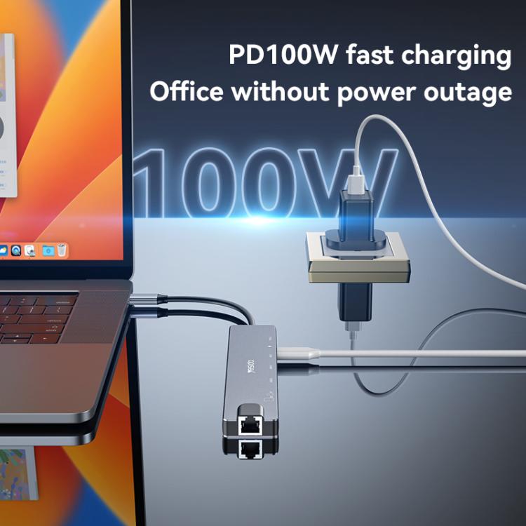 Yesido HB27 8 in 1 Type-C 3.1 Multifunctional HUB Adapter Docking Station