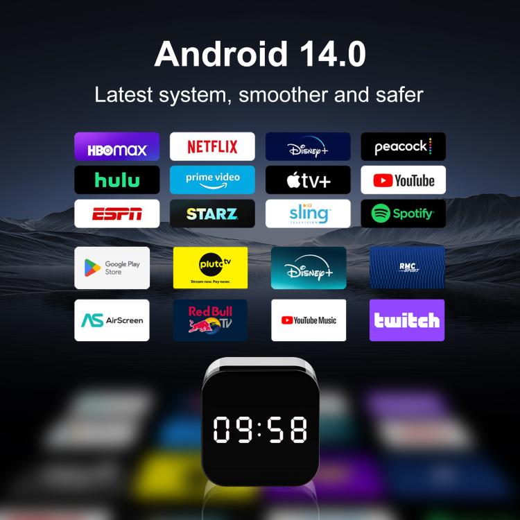 H96Max 8K UHD Android 14 Smart TV Box with Remote Control, Allwinner H728 Octa-Core