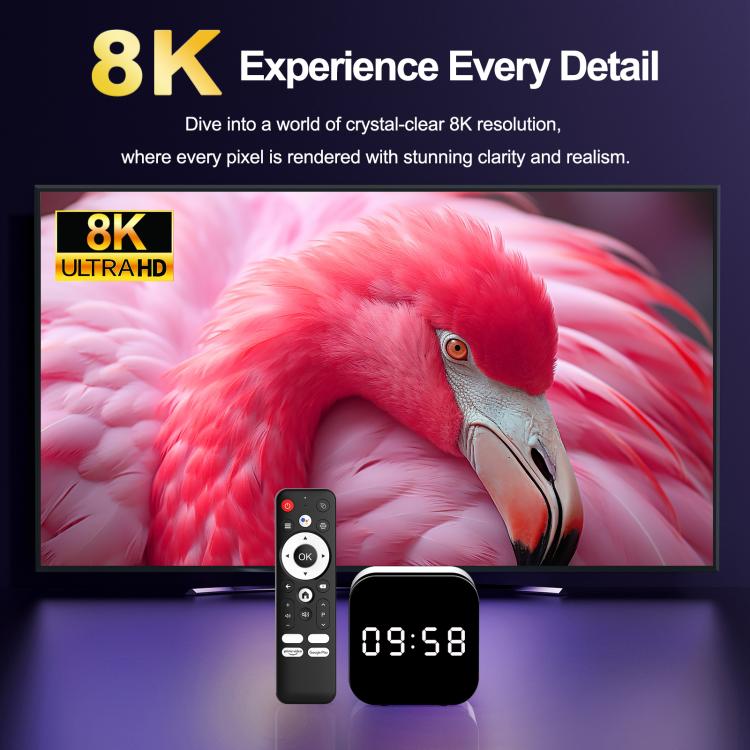 H96Max 8K UHD Android 14 Smart TV Box with Remote Control, Allwinner H728 Octa-Core