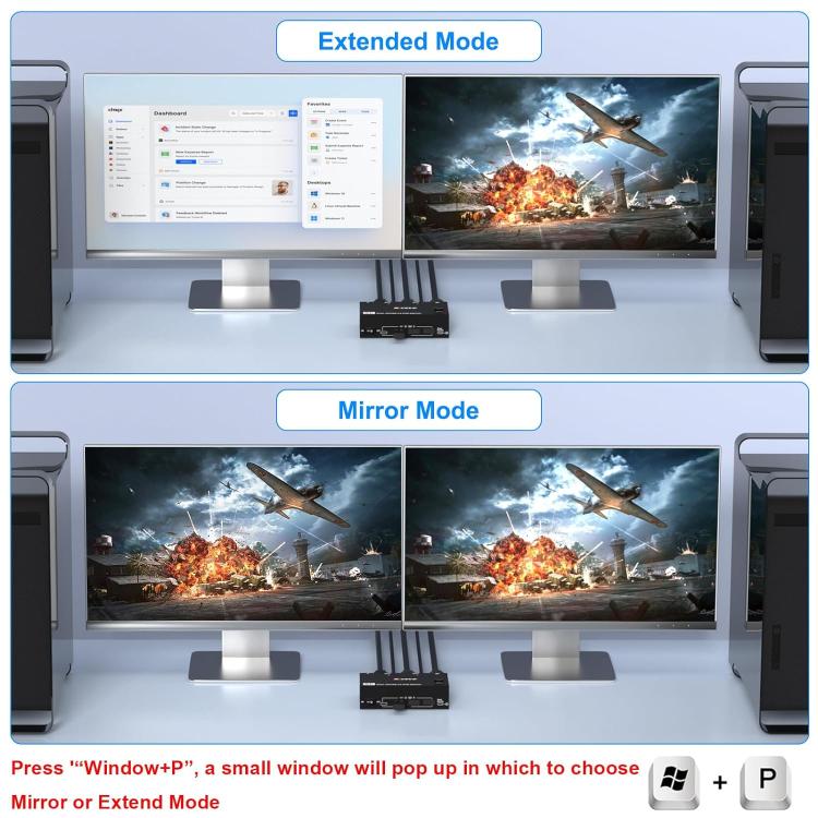 KC-KVM8202 8K 60Hz USB3.0 / HDMI 2-Port Dual Monitor KVM Switch