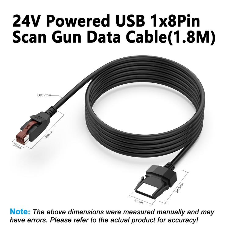 24V Powered USB to 8 Pin Stecker Data Cable for Printers POS Systems