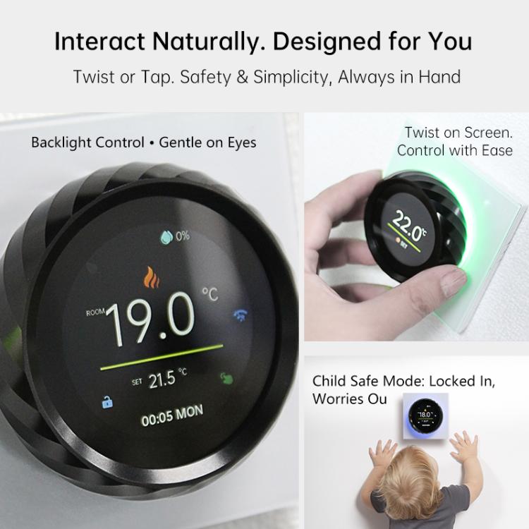1.6 inch TFT Color Screen WiFi Smart hreaded Knob Thermostat