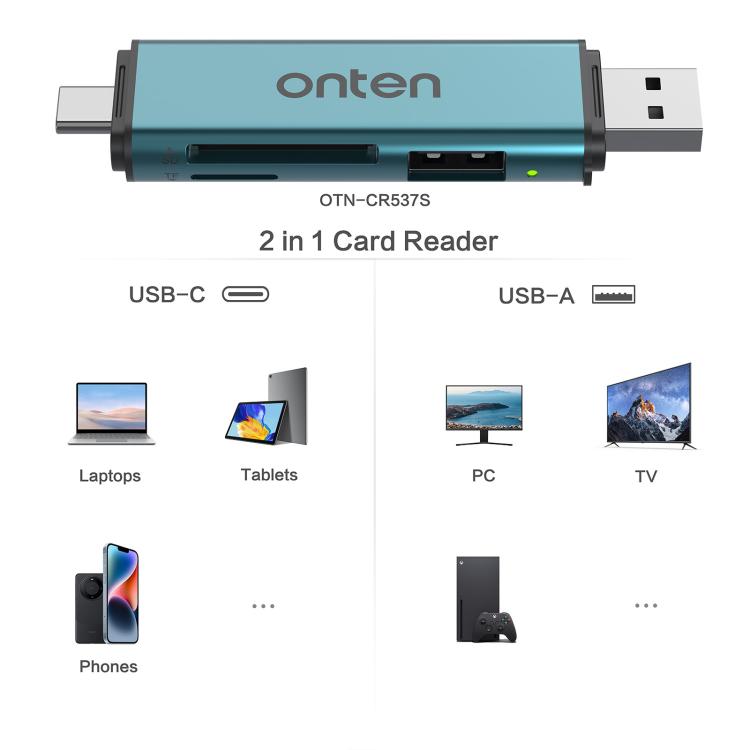 Onten OTN-CR537S 5 in 1 Type-C to USB with Micro SD/TF Card Reader