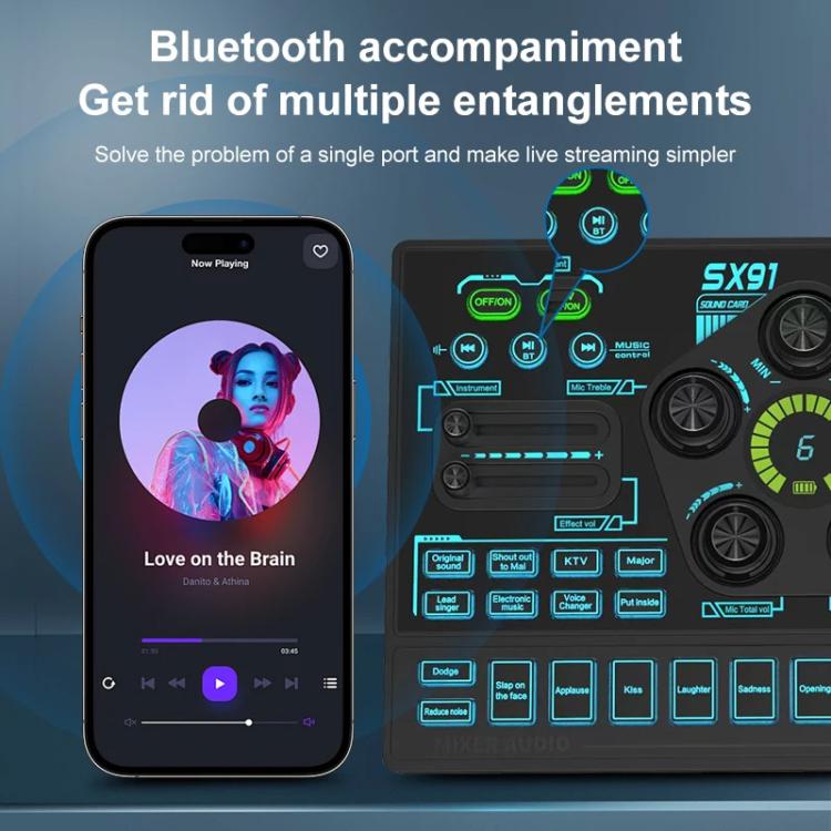 SX91 Multi-function Professional Mixer Mobile Phone Computer Live Streaming Sound Card