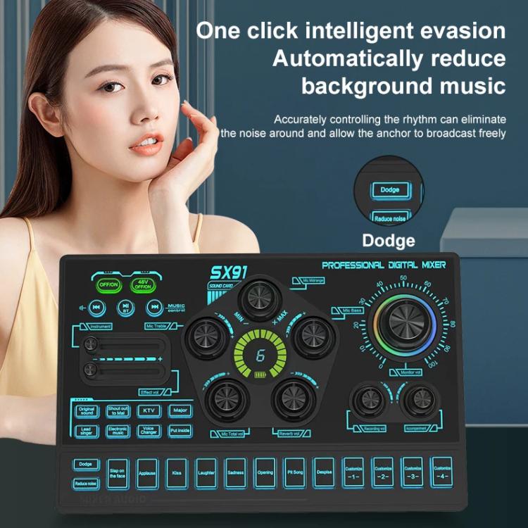 SX91 Multi-function Professional Mixer Mobile Phone Computer Live Streaming Sound Card