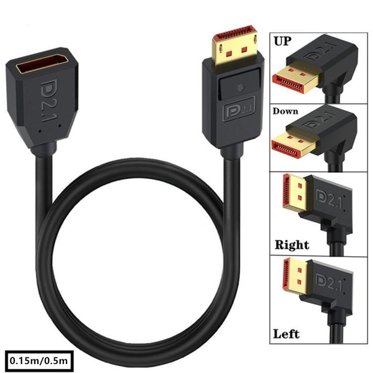 52Gbps 16K 30Hz DisplayPort Extension Adapter Cable, Length: 50cm, DP2.1 Male to DP2.1 Female Straight, DP2.1 Male to DP2.1 Female Upper Elbow, DP2.1 Male to DP2.1 Female Down Elbow, DP2.1 Male to DP2.1 Female Left Elbow                                ...