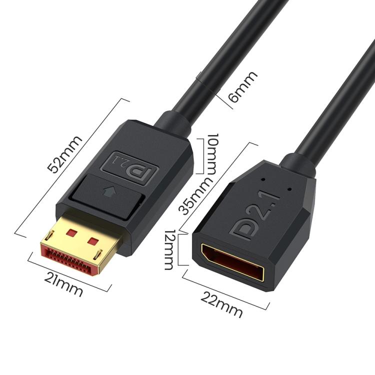52Gbps 16K 30Hz DisplayPort Extension Adapter Cable, Length: 50cm, DP2.1 Male to DP2.1 Female Straight, DP2.1 Male to DP2.1 Female Upper Elbow, DP2.1 Male to DP2.1 Female Down Elbow, DP2.1 Male to DP2.1 Female Left Elbow                                ...