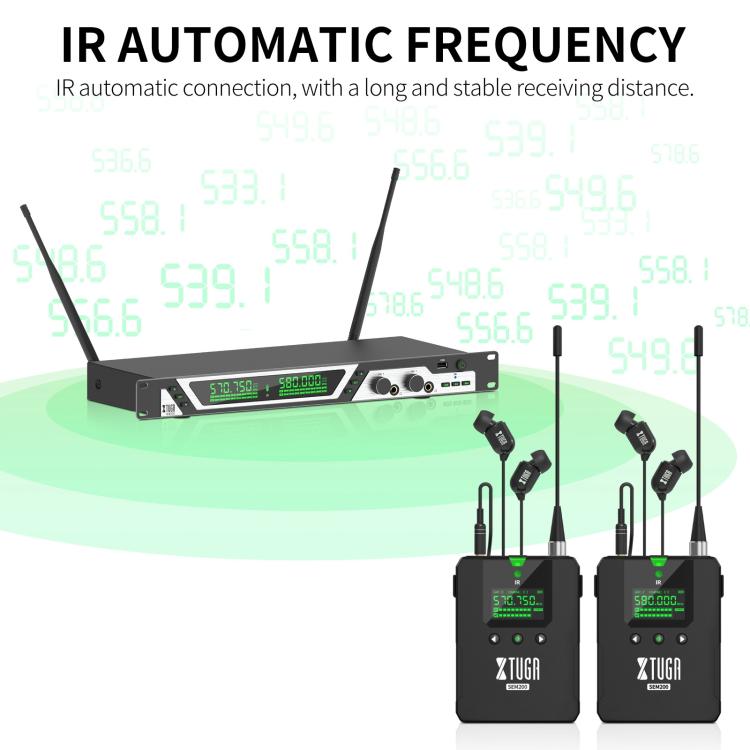 XTUGA SEM200 Wireless Stereo Stage Performance Professional In-ear Monitor System