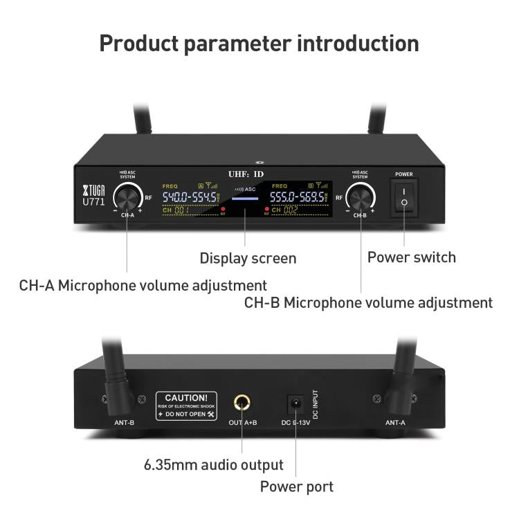 XTUGA U-771 UHF Lapel Two Way Radio Wireless Microphone