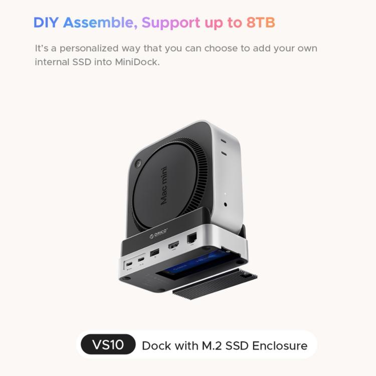 ORICO VS10 Mini Dock Desktop Expansion Multi-function Holder for Mac Mini 2024, without Memory
