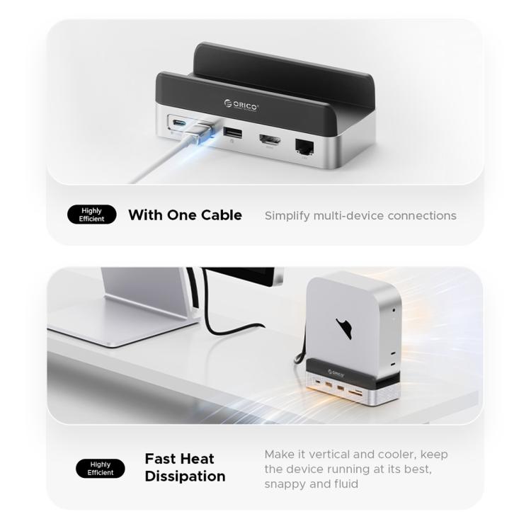 ORICO VS10 Mini Dock Desktop Expansion Multi-function Holder for Mac Mini 2024, without Memory