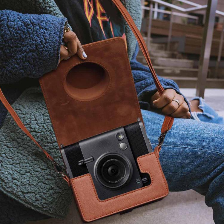 Full Body Leather Camera Case Bag with Strap, For FUJIFILM instax WIDE Evo