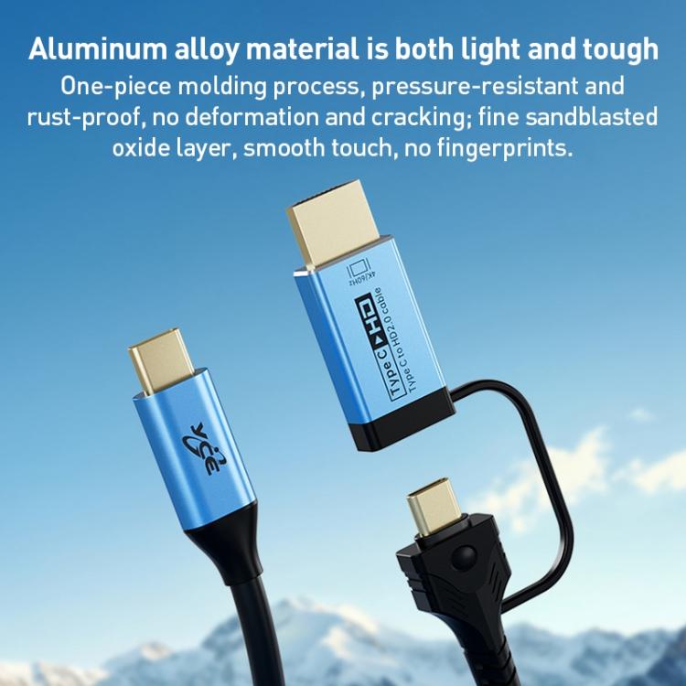 YCE-V292 2 in 1 Type-C to Type-C and HDMI2.0 Adapter Cable