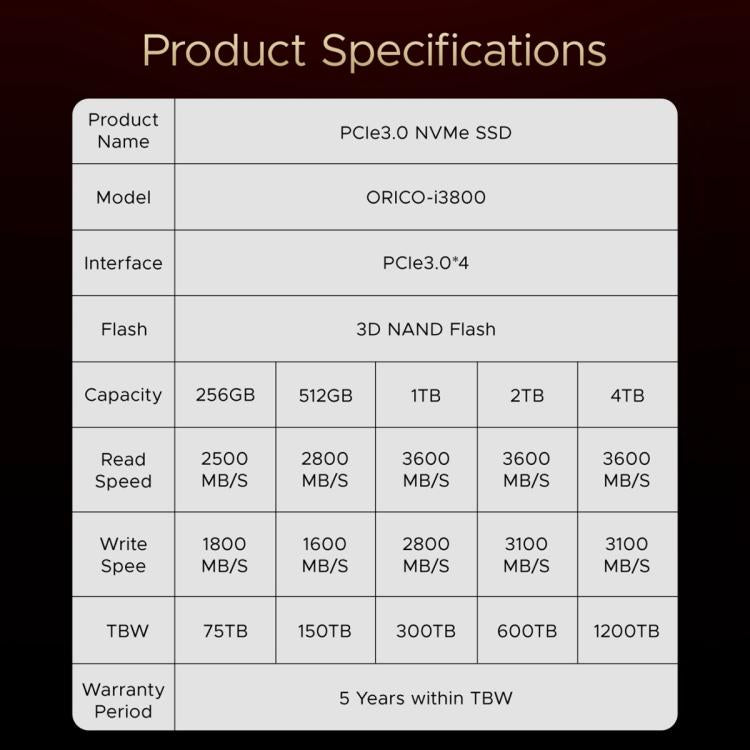 ORICO-i3800 M.2 NVME 2280 SSD