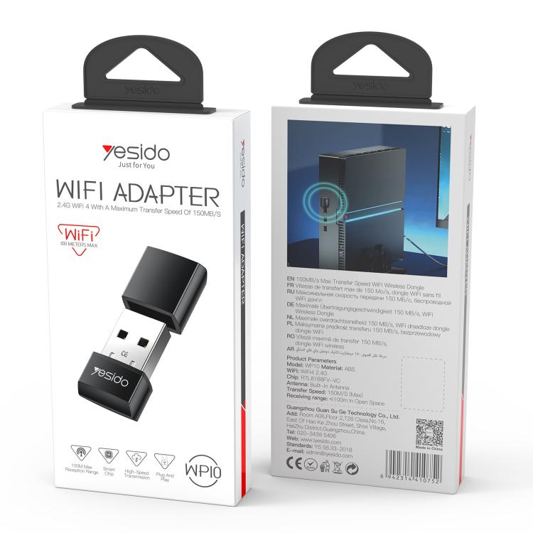 Yesido WP10 WiFi Wireless Dongle 150Mbps High Speed USB Wireless Adapter